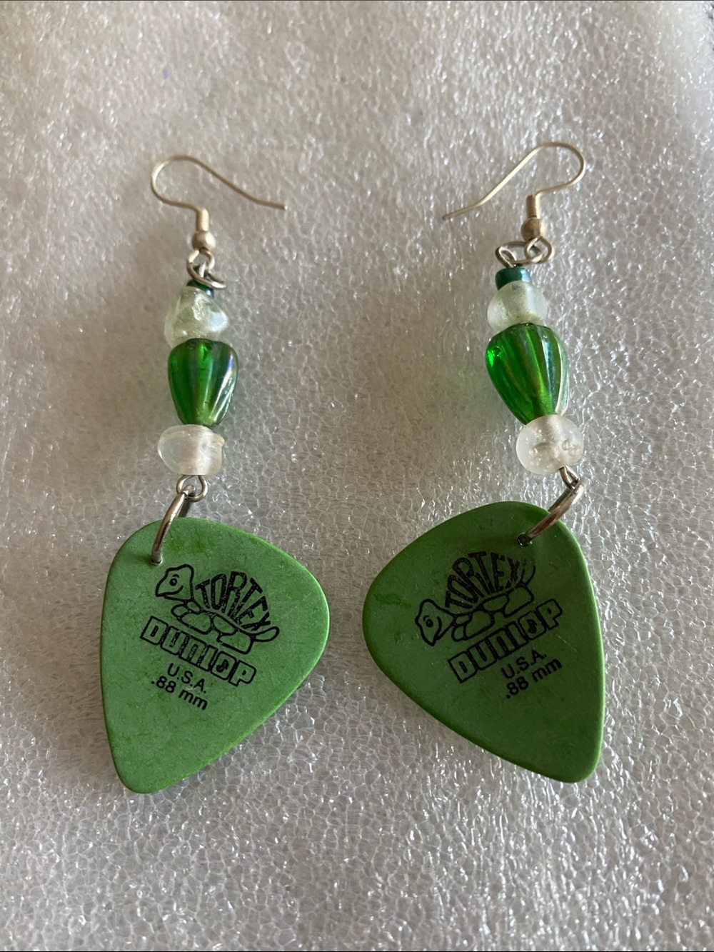 Green Tortex Guitar Pick Drop Earrings - Women Jewelry